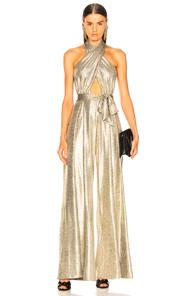 Patbo Lame Wrap-front Jumpsuit In Metallic