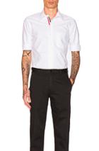 Thom Browne Classic Short Sleeve Button Down With Ribbon Placket In White