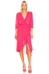 Icons 3/4 Sleeve Cha Cha Wrap Dress In Pink