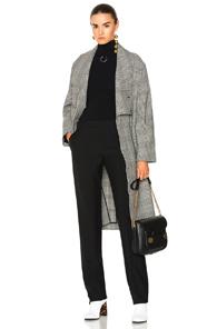 Stella Mccartney Flor Plaid Long Coat In Black,checkered & Plaid