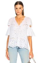 Jonathan Simkhai Scallop V Neck Top In White