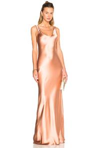 Galvan Silk 90's Bias Dress In Metallics,pink