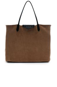 Givenchy Large Shearling Antigona Reversible Shopping Bag In Neutrals,brown