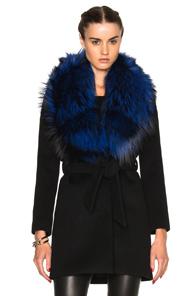 Theperfext Fwrd Exclusive Vanessa Coat With Fox Fur Collar In Black