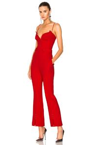 Mugler Crepe Sleeveless Jumpsuit In Red