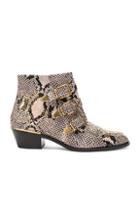 Chloe Susanna Python Print Leather Studded Ankle Boots In Animal Print,neutrals