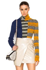 Maison Margiela Mixed Knit Sweater In Green,checkered & Plaid