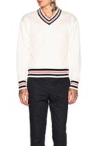 Thom Browne Oversized V Neck Sweater In White