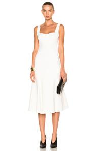Victoria Beckham Flare Midi Dress In White