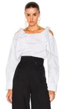 Chloe Compact Cotton Ruffle Shoulder Blouse In White