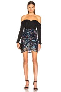 Self-portrait Off Shoulder Floral Sequin Embellished Dress In Multi