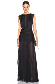 Mason By Michelle Mason Sheer Panel Shift Dress In Black,stripes