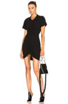 T By Alexander Wang Twist Dress With Ruched Front In Black