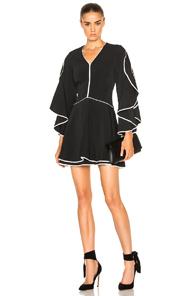 Jonathan Simkhai Ruffle Sleeve Combo Dress In Black
