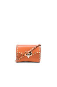 Valentino Small Rockstud Shoulder Bag In Orange