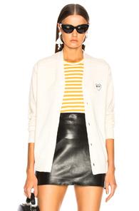 Comme Des Garcons Play White Heart Cardigan In Neutrals