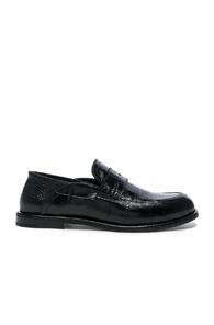Loewe Croc Embossed Slip On Loafers In Black,animal Print