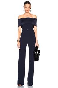 Galvan Off The Shoulder Jumpsuit In Blue,black