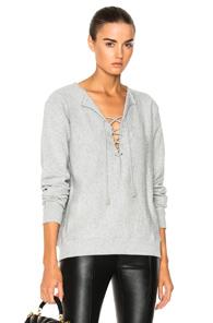 Saint Laurent Lace Up Sweatshirt In Gray