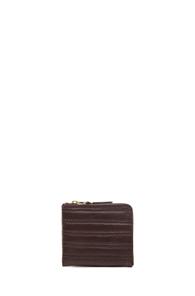 Comme Des Garcons Embossed Stitch Small Zip Wallet In Brown
