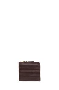Comme Des Garcons Embossed Stitch Small Zip Wallet In Brown