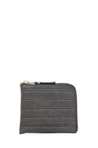 Comme Des Garcons Embossed Stitch Small Zip Wallet In Gray