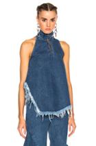 Marques ' Almeida Denim Halterneck Top In Blue