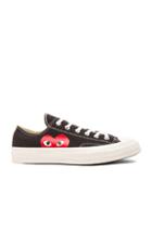 Comme Des Garcons Play Large Emblem Low Top Canvas Sneakers In Black