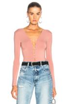 T By Alexander Wang Lace Up Bodysuit In Pink
