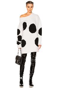 Msgm Dot Sweater In White,geometric Print