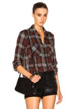 Enza Costa Hi Lo Top In Brown,checkered & Plaid