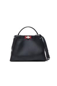 Fendi Shiny Leather Peekaboo Regular In Blue