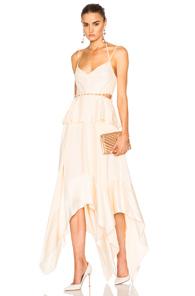 Prabal Gurung Silk Charmeuse Handkerchief Hem Dress In White