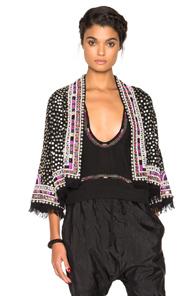 Isabel Marant Baikal Embroidered Coat Jacket In Black