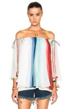 Chloe Rainbow Silk Crepon Blouse In White,red,blue