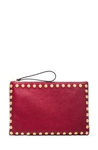 Valentino Gryphon Stud Clutch In Red