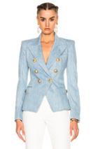 Balmain Double Breasted Blazer In Blue