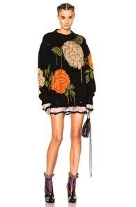 Msgm Dark Floral Sweater In Black,floral