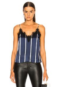 Fleur Du Mal Lace Trim Cami In Blue,stripes