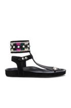 Isabel Marant Lise Embroidery Sandals In Black