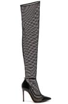 Gianvito Rossi Patent & Mesh Idol Thigh High Boots In Black