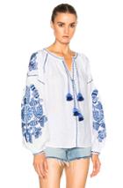 March 11 Poppy Flower Top In White,blue,floral,abstract