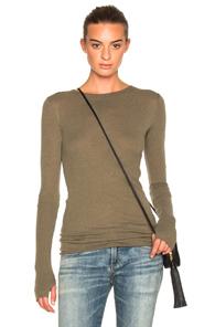 Enza Costa Cashmere Cuffed Crew Sweater In Green