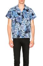 Naked & Famous Denim Tropical Leaves Aloha Shirt In Blue,floral