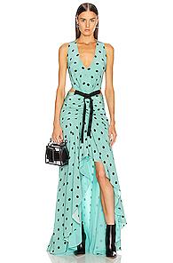 Silvia Tcherassi Berna Dress In Green,polka Dots