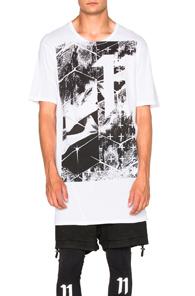 11 By Boris Bidjan Saberi Short Sleeve Printed Logo Tee In White