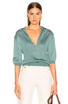Tibi Short Sleeve Polo Pullover In Green