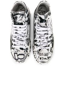 Vetements Graffiti High Top Sneakers In Abstract,white