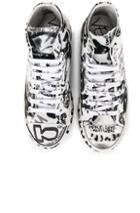 Vetements Graffiti High Top Sneakers In Abstract,white