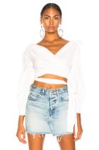 Patbo Cotton Poplin Wrap Top In White